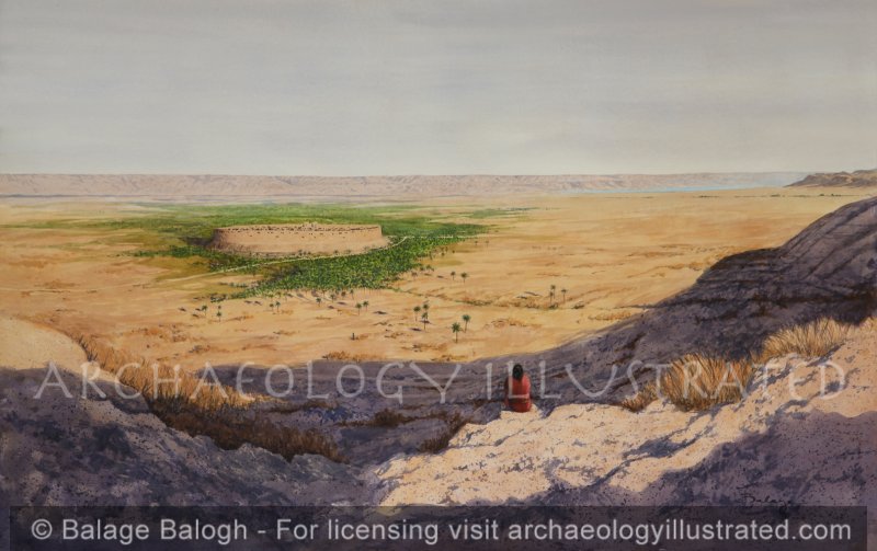 Ancient Jericho, Middle Bronze Age. Joshua in Foreground Contemplating Strategy - Archaeology Illustrated