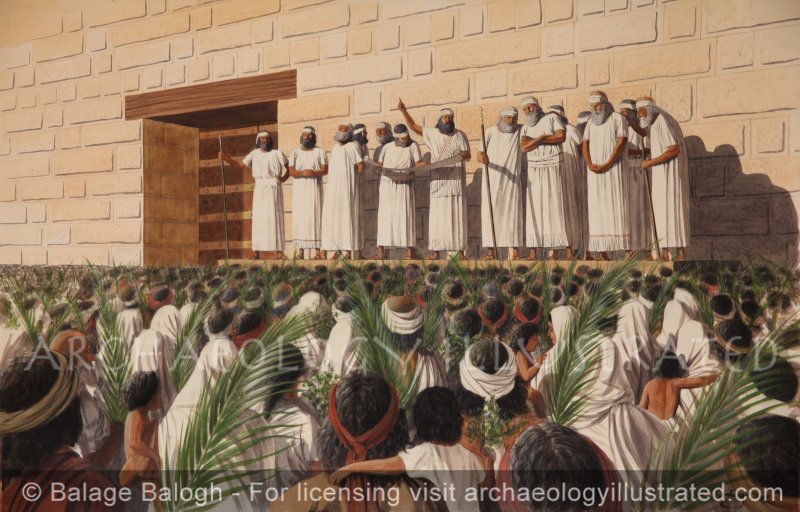 Ezra and Nehemiah Reading the Scroll of the Law to the Israelites Assembled in the Temple Court in Jerusalem, 455 BC - Archaeology Illustrated