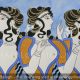 Knossos, Island of Crete, Restored Mural in Royal Palace: Court Ladies - Archaeology Illustrated