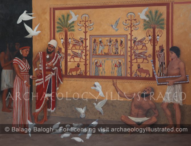 Mari, Regional Capital in Northern Mesopotamia, Palace Courtyard with Reconstructed Wall Painting, 18th century BC - Archaeology Illustrated