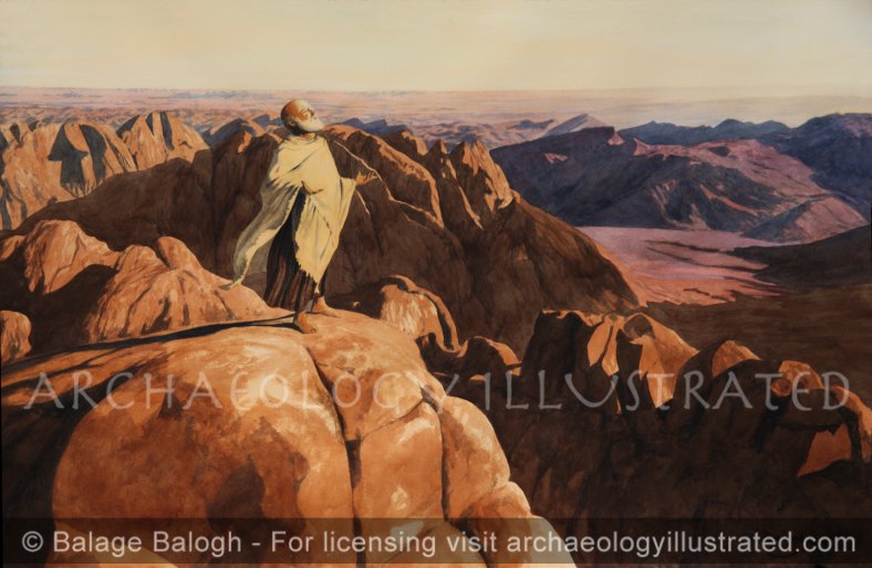 Moses on Mount Sinai on a Memorable Occasion. View Based on Actual Early Morning Photo Taken at the Summit - Archaeology Illustrated