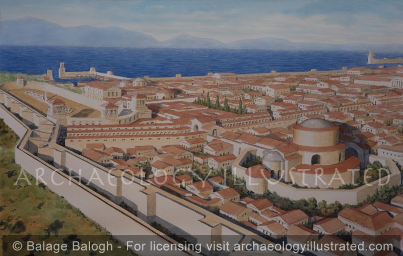 Thessalonike, Northern Greece, The Royal Palace Area, Looking Towards Mount Olympus, Byzantine Period - Archaeology Illustrated