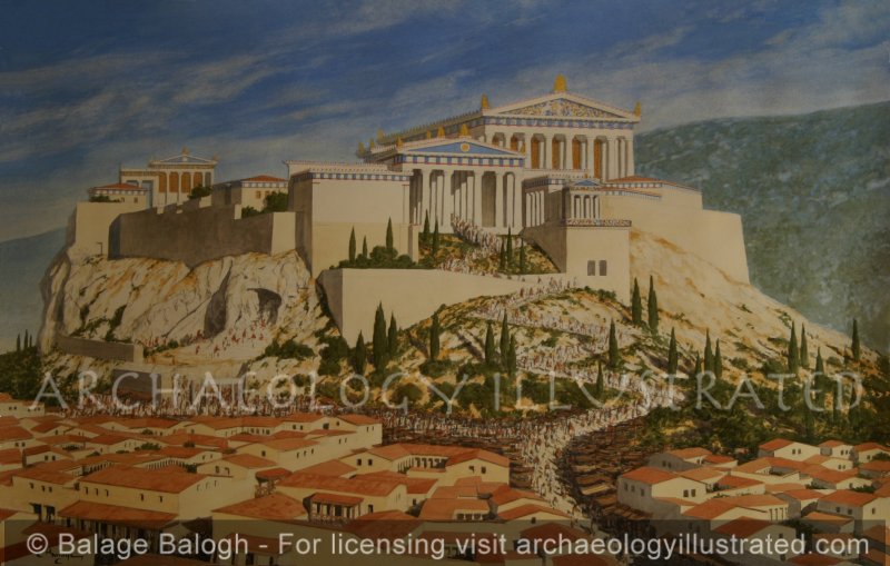 Athens, Acropolis in the 4th century BC. View from the West - Archaeology Illustrated