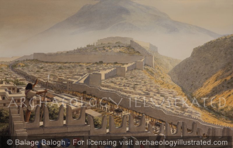 Mycenae, The Acropolis and Lower City, Viewed from the Top of the Treasury of Atreus. Around 1250 BC - Archaeology Illustrated