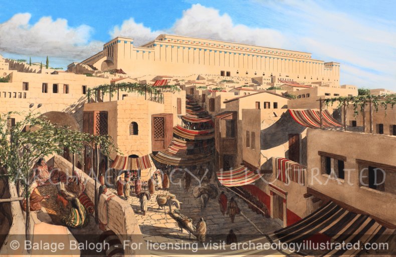 Jerusalem, The South Face of the Temple Mount and North-South Main Street Along the Tyropoeon Valley, 1st century AD - Archaeology Illustrated