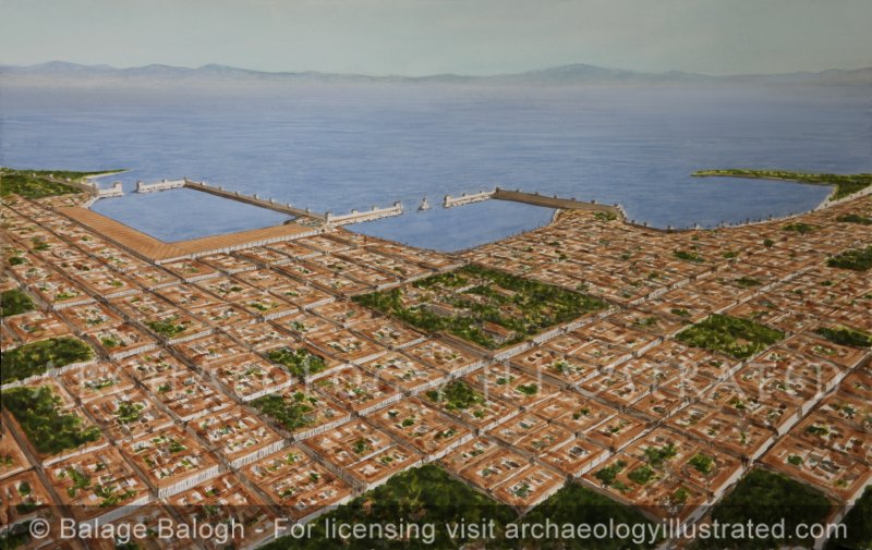 The City of Rhodes. The Three Main Harbors and the City Center, Roman Period, Looking Towards Asia Minor - Archaeology Illustrated