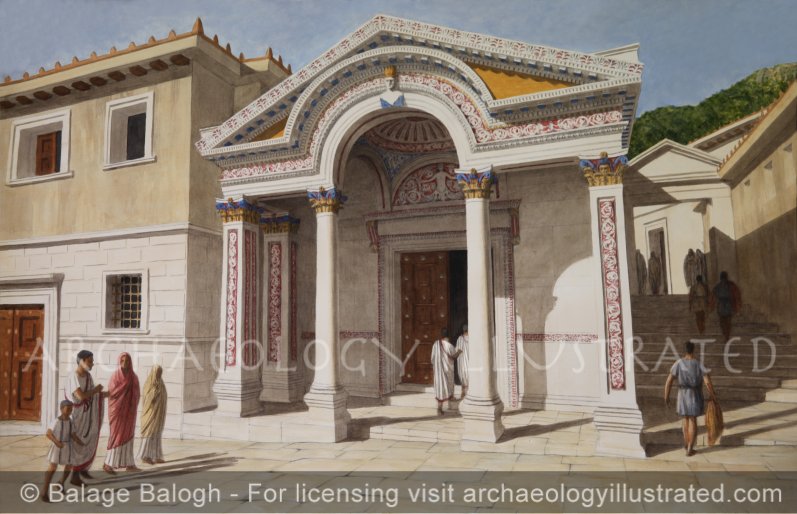 Ephesus, Roman Period Temple of Hadrian on Curetes Street as it Originally Appeared in the 2nd Century AD - Archaeology Illustrated