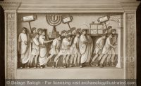 Rome, Stone Relief on the Arch of Titus Depicting the Sacred Objects of the Destroyed Temple of Jerusalem being Paraded in Rome - Archaeology Illustrated