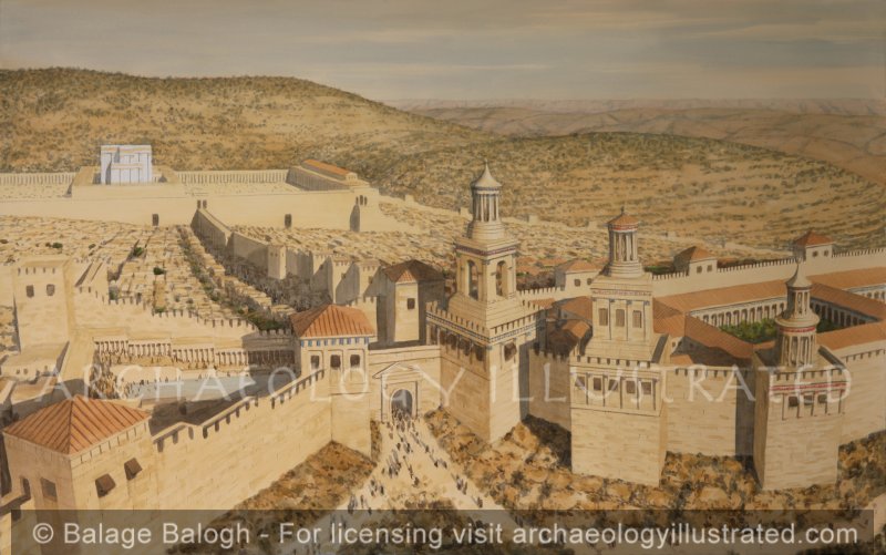 Jerusalem, The Western Gate with the Towers of Phasael, Hippicus and Mariamne, Second Half of the 1st Century AD - Archaeology Illustrated