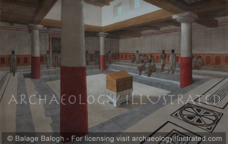 The Reconstruction of the Magdala Synagogue, 1st century AD. Jesus Probably Read from the Torah here One Shabbath Morning - Archaeology Illustrated