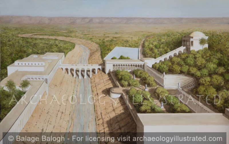 Jericho, Herod’s Winter Palace and Gardens, 1st Century BC, Looking East - Archaeology Illustrated