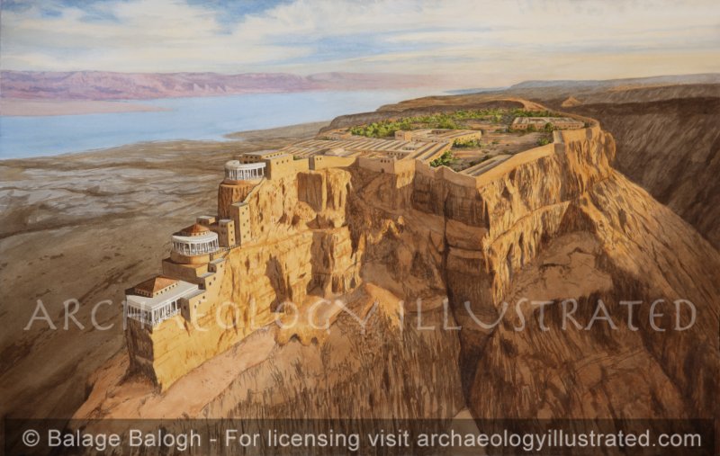 Masada, the Desert Fortress of Herod the Great by the Dead Sea, 1st Century BC-AD, Looking Southeast - Archaeology Illustrated