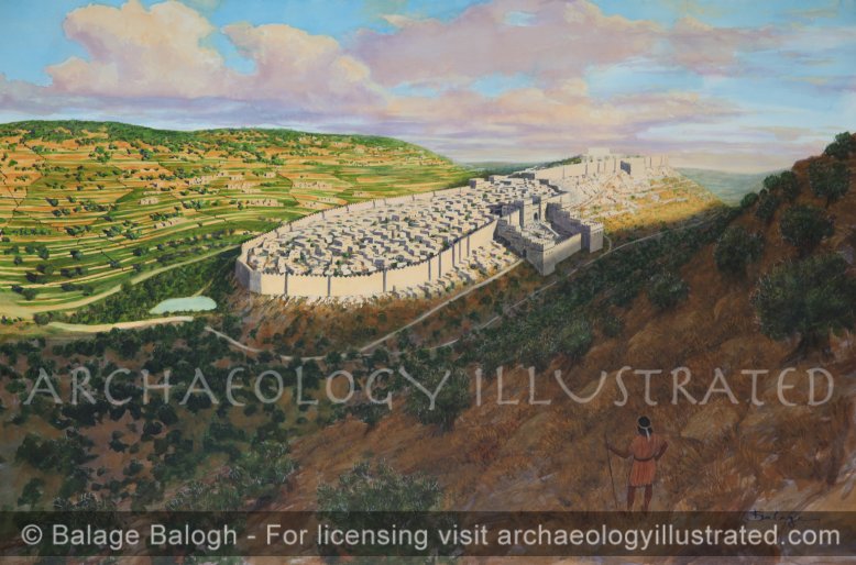 The City of David and the New Jerusalem in the Time of Solomon as Viewed from Southeast - Archaeology Illustrated