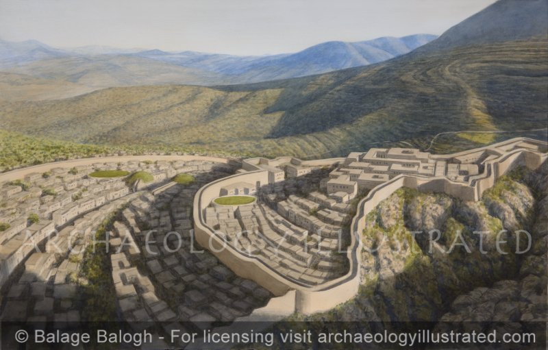 Mycenae, The Citadel and Lower Town, Late Bronze Age, 13th century BC, Facing Northwest in Morning Light - Archaeology Illustrated