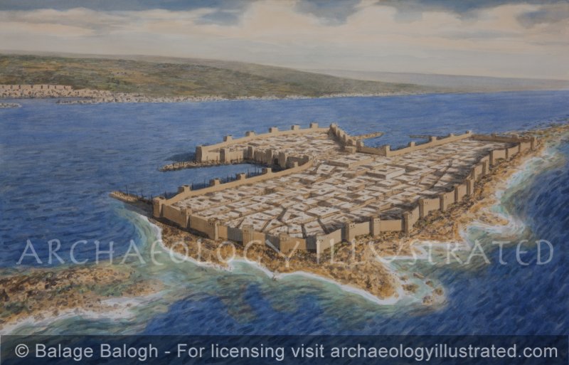Tyre, Lebanon, in the Phoenician Period, 10-4th Centuries BC, Looking Southeast - Archaeology Illustrated