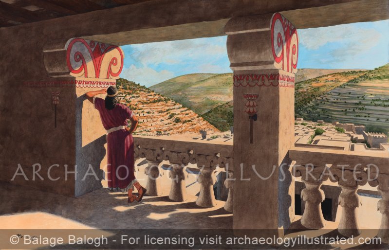 King David on His Palace Balcony, Looking South Over the City of David - Archaeology Illustrated