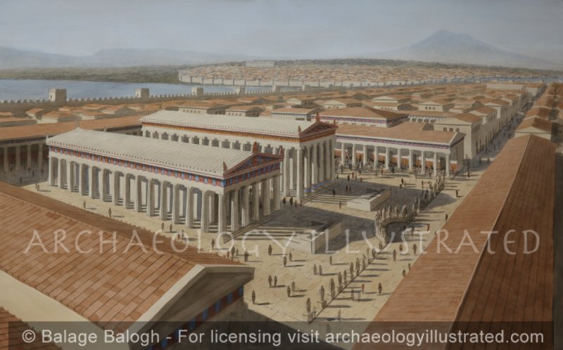 Syracuse, Sicily, Temples of Athena and Artemis on the Agora, Classical Greek and Hellenistic Periods, Looking Northwest - Archaeology Illustrated
