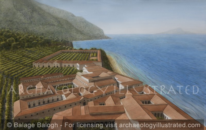 The Roman Villa Arianna, Stabia, Bay of Naples, 1st Century AD, Looking Southwest - Archaeology Illustrated