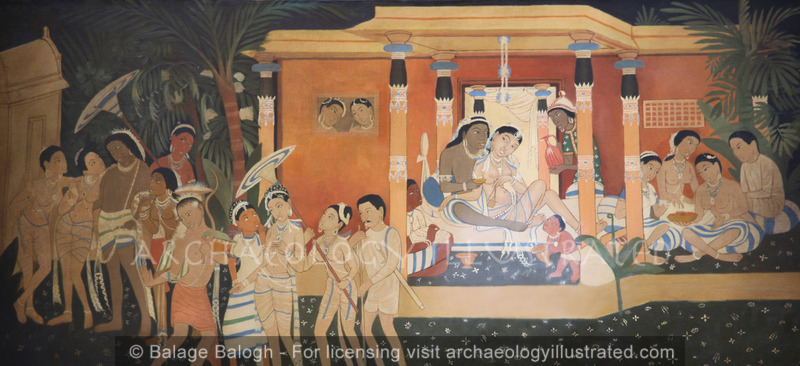 Ajanta, Reconstruction of Wall Painting in its Original Colors, Cave17, Vassataka Theme, 3-5th Centuries AD - Archaeology Illustrated