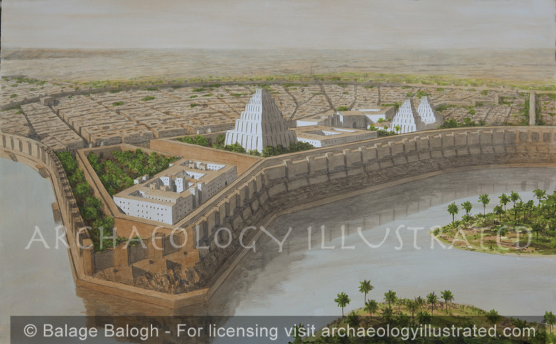 Assur on the Tigris River, Religious Capital of the Assyrian Empire, 1200-1000 BC, Looking Southwest - Archaeology Illustrated