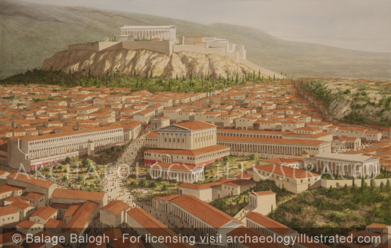 Athens, The Agora, Looking Towards the Acropolis, 1st Century AD - Archaeology Illustrated