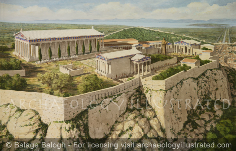 Athens, Acropolis, Looking Southwest in Morning Light, 5th Century BC-5th Century AD - Archaeology Illustrated