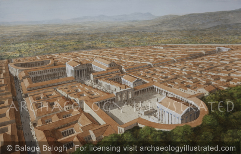 Antioch of Pisidia / Pisidian Antioch, Civic Center, Augusteum(Imperial Sanctuary) and Forum, Looking Northwest - Archaeology Illustrated