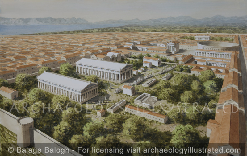 Paestum, a Greek City in Southern Italy, Shown in the Roman Period, Looking Northwest - Archaeology Illustrated