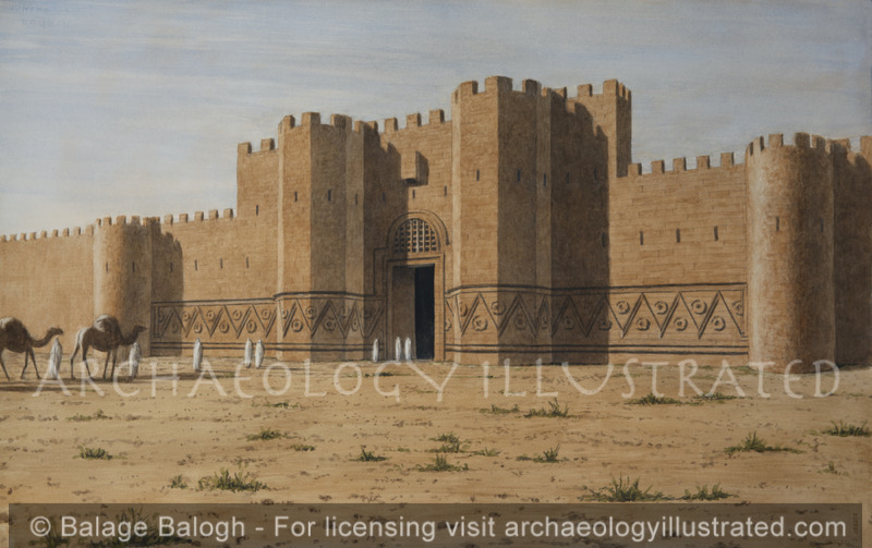 Qasr al-Mshatta, Umayyad Period Winter Palace of Kaliph Walid II, 743 AD, South of Amman, Looking Northwest - Archaeology Illustrated