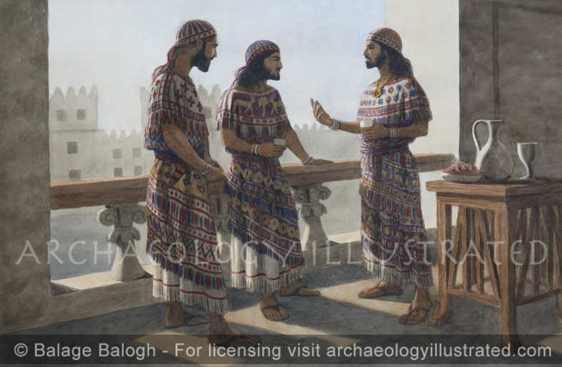 Canaanite Kings Making an Alliance, 3D Interpretation of Egyptian Faience Plaques Depicting Canaanites from the Time of Ramesses III, 12th Century BC - Archaeology Illustrated
