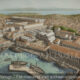 Delos, The Sacred Harbor and City Center, Island of Mykonos in the Background, 2nd Century BC - Archaeology Illustrated