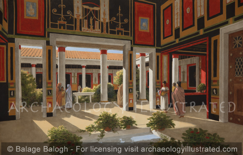 Pompeii, House of the Vettii Family, The Reception Hall and Rain water Pool, 1st Century AD - Archaeology Illustrated