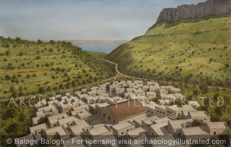 Kfar Wadi Hamam, The Synagogue within the Jewish Settlement on the Slope of Mt Nitai, Looking East towards the Sea of Galilee and Magdala, Roman Period - Archaeology Illustrated