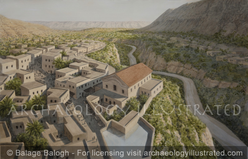 Na’aran Synagogue and Spring, (Ayn Duk Synagogue), Next to Wadi al-Nueima, Jericho, 6th Century AD, Looking Southeast Towards Jericho and Jordan Valley - Archaeology Illustrated