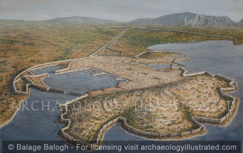 Piraeus and its Three Harbors, Looking Towards Athens in the Distance, Classical and Roman Periods - Archaeology Illustrated