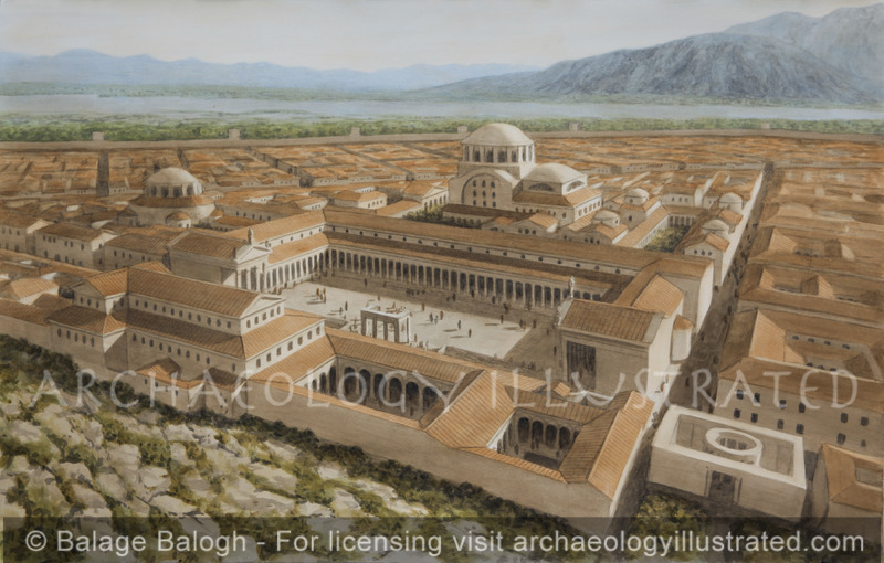 Philippi, The Roman Forum, The Byzantine Basilicas A and B, Marshy Lake in Background, Looking South Late Afternoon - Archaeology Illustrated
