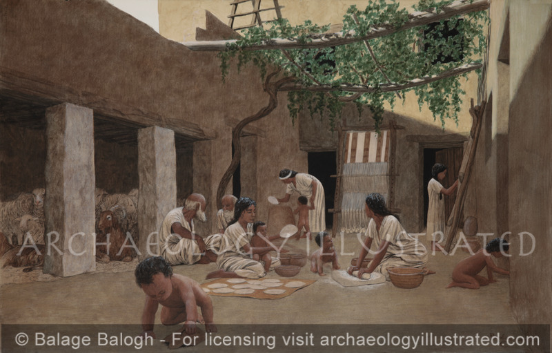 Israeilte Four Room House Courtyard, Multi Generational Family, Biblical Period - Archaeology Illustrated