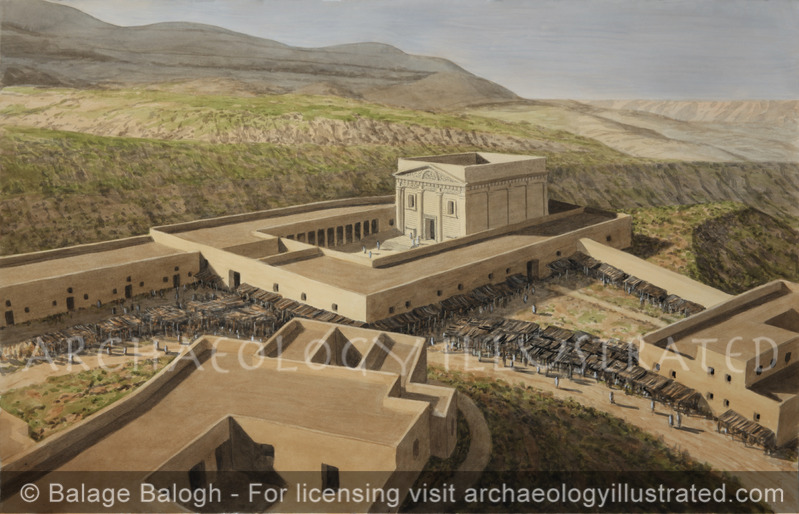 Khirbet edh-Dharih, Jordan, The Nabatean Temple, Sanctuary  and Settlement, 2nd century AD, Looking Northwest - Archaeology Illustrated