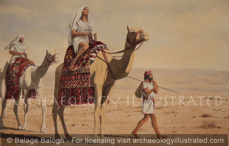 Rebeccah arriving at Isaac’s encampment at Beersheba - Archaeology Illustrated