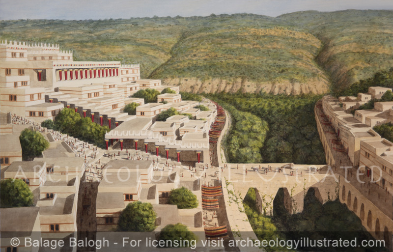 Knossos, Crete, North Section of Palace and Bridge, 1450 BC - Archaeology Illustrated