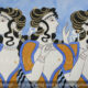 Restored Minoan Period Wall Painting from Knossos, Island of Crete, Three Ladies, 15th C. BC - Archaeology Illustrated