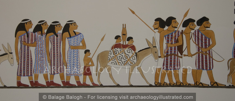 Restored Wall Painting of Nomads in Abraham’s Time, Detail, Tomb of Khnumhotep, Egypt, 19th C. BC - Archaeology Illustrated