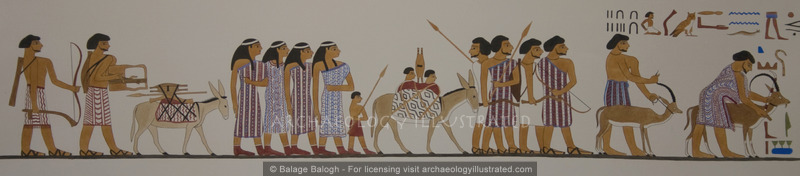 Restored Wall Painting of Nomads in Abraham’s Time, Tomb of Khnumhotep, Egypt 19th C. BC - Archaeology Illustrated