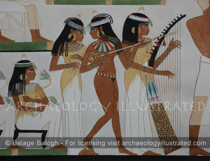Ancient Egyptian Musician Girls, Detail in the Tomb of Nakht, TT52, “Beautiful Festival of the Valley” Around 1390 BC - Archaeology Illustrated
