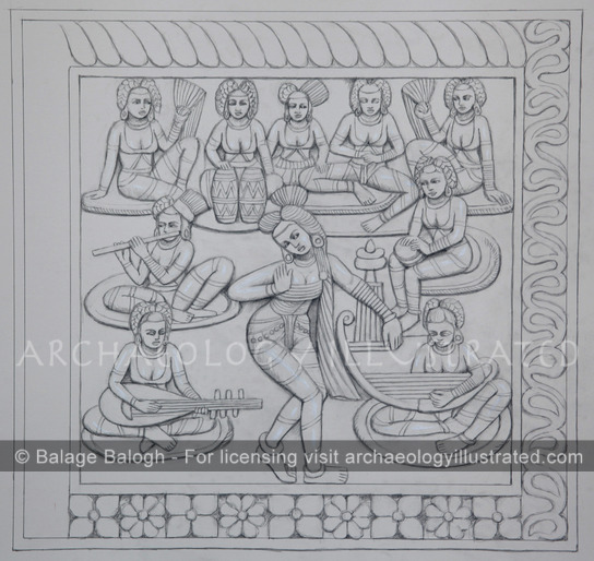 Gandharvas (Divine Musicians) from Ancient Padmavati, Stone Relief from Gate Lintel, Gupta Period, 3-6th Centuries AD - Archaeology Illustrated