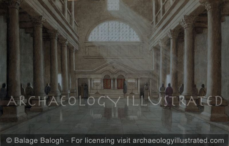 Capernaum Synagogue Interior, Looking Towards the Entrance and Wall with Torah Scroll Niches, 5th Century AD, Byzantine Period - Archaeology Illustrated