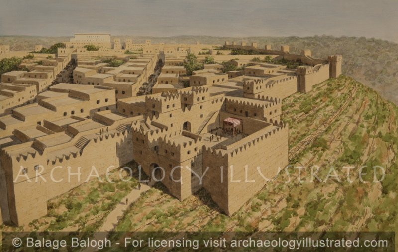 Jerusalem, The Water Gate on the Ophel, Looking Towards the Temple of Solomon, in Morning Light, 9th Century BC - Archaeology Illustrated