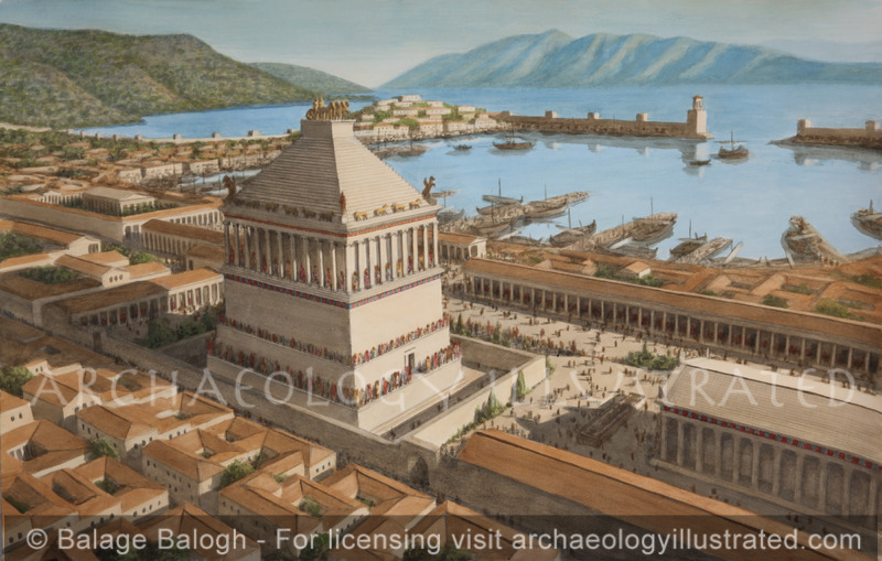 The Mausoleum of Halicarnassos, (Today’s Bodrum) on the Agora by the Harbor, 4th Century BC, Looking Southeast in Morning Light - Archaeology Illustrated