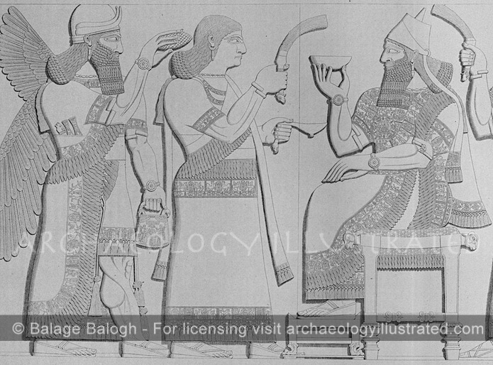 Assyrian Stone Relief of King and Attendants, Nineveh - Archaeology Illustrated