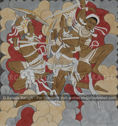 Reconstructing a Damaged Ceiling Mural from Ellora, India: Bharata and Bahubali Dueling, 6th century AD - Archaeology Illustrated